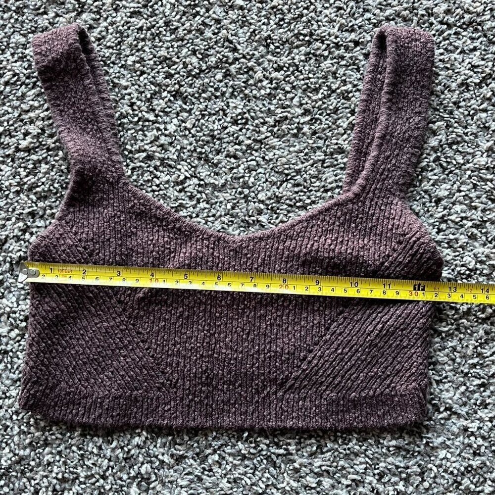 Urban Outfitters Crop Top Womens Medium Brown Knit Cropped Indie Grunge Blouse - Picture 5 of 6